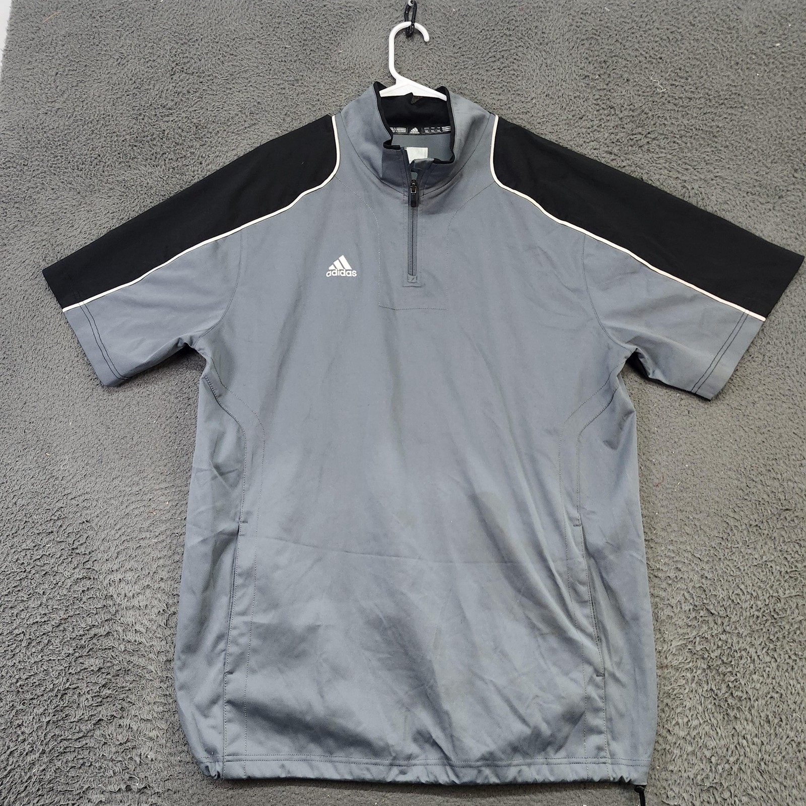 Adidas Pullover Mens XL Gray Black 1/4 Zip Short Sleeve Performance Shirt