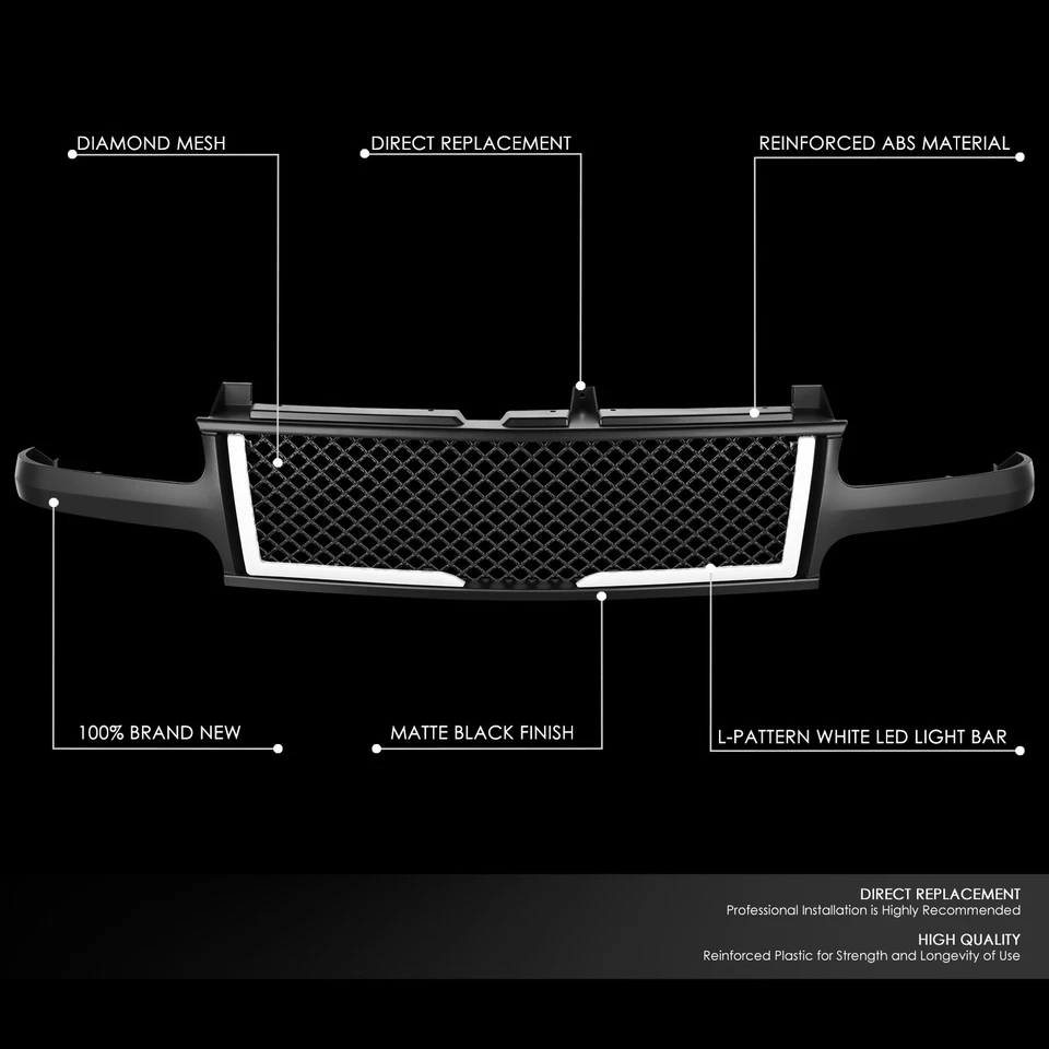 Rejilla delantera de malla negra mate con LED DRL para Chevy Silverado Suburban Tahoe 99-06 Foto 2 de 4