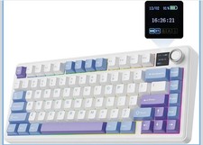 EPOMAKER X Aula F75 MAX Tri-Mode Wireless Gaming Keyboard, TFTScreenWhite Purple