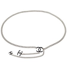 Chanel Chain Belt CC Silver Small Good 09V 155422