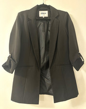 Only Damen Blazer XS Schwarz Spitzkragen 3/4-...
