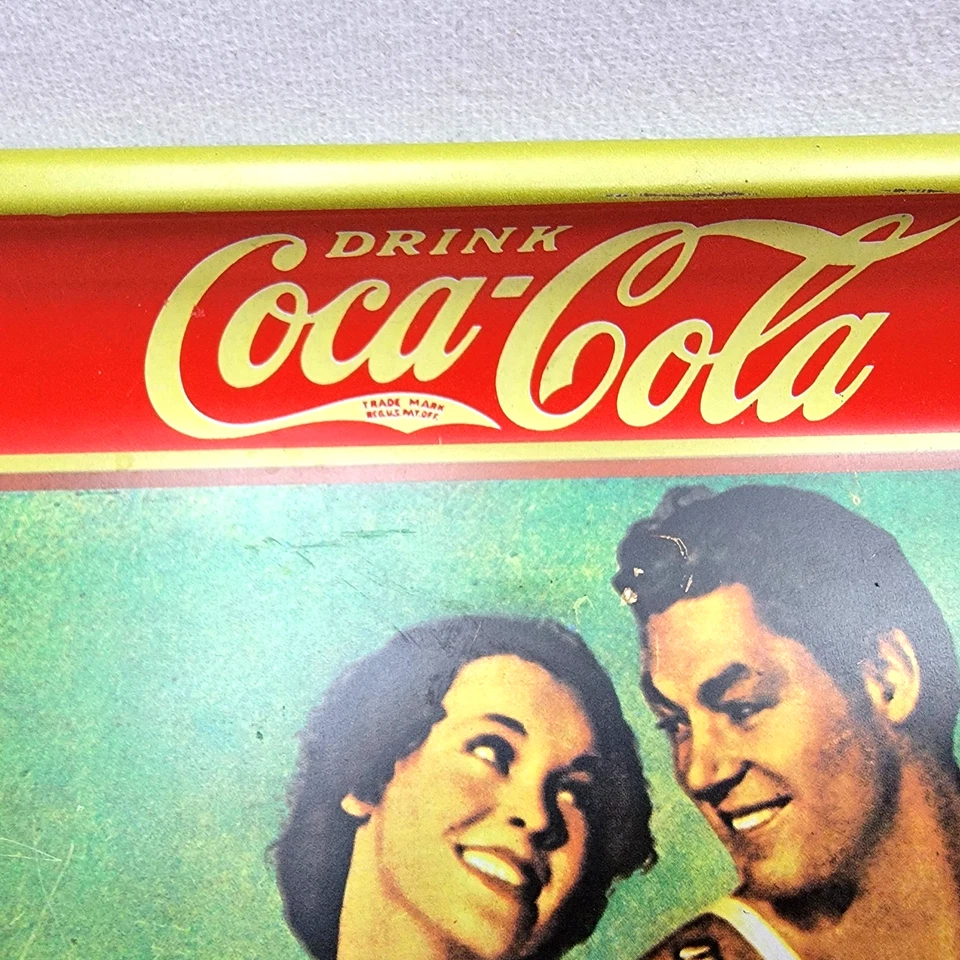 Coca Cola Tray, Maureen O'Sullivan and Johnny Weissmuller Reproduction 1970 - Image 3 of 4