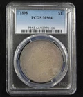 1898 MORGAN SILVER DOLLAR SOLID TONING PCGS  MS 64 BLUE LABEL 051526EB (E)