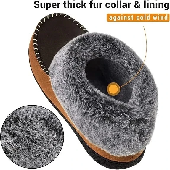 VONMAY Women Moccasin Suede Slippers Fuzzy Plush Faux House Shoes Black Friday  - Image 4 of 4