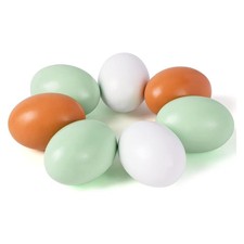 SallyFashion 7 Pcs Wooden Fake Eggs, 3 Colors Wood Eggs Medium, 3 Color-7pcs