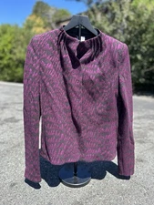 Armani Collezioni Blazer Women's Size 10 Purple Geometric Snap Button padded