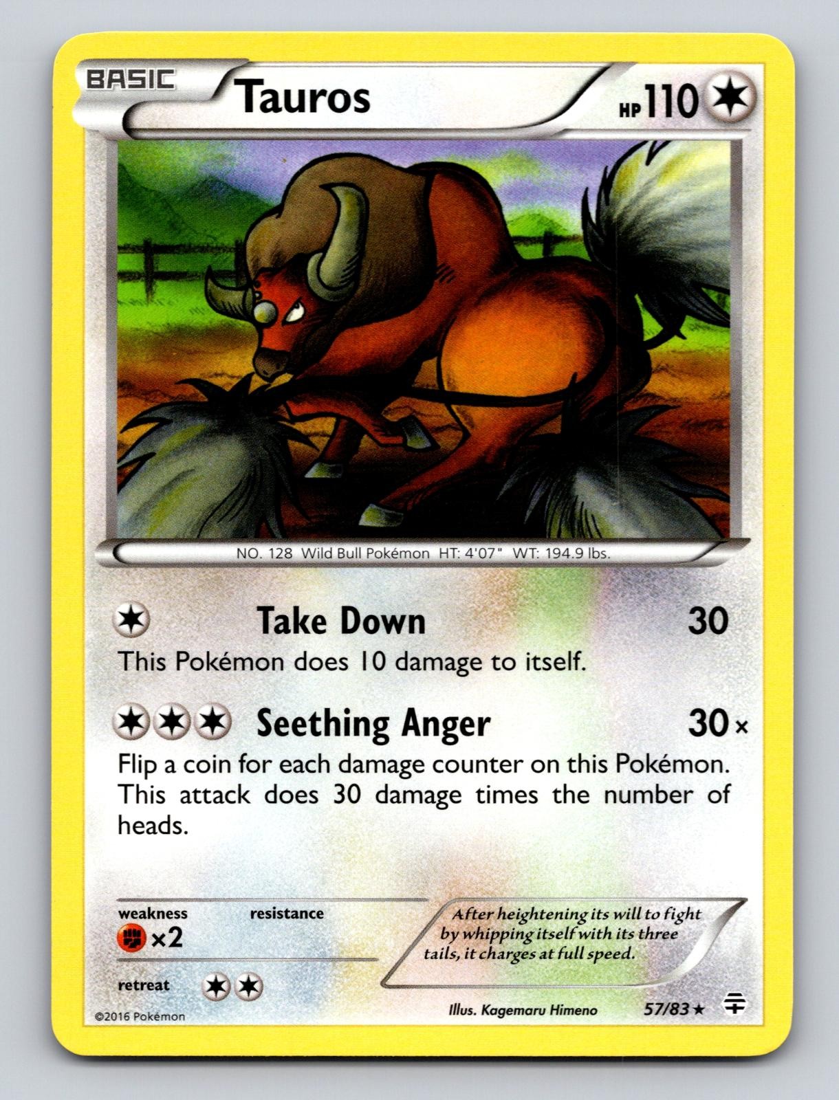 Tauros 57/83 Rare Generations Pokemon NM