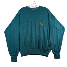 Vintage Claiborne Green Mens Medium Long Sleeve Sweater Crew Neck Made in USA