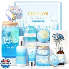 Birthday Gifts for Women, Relaxing Spa Gift Baskets for Women, Ocean Scented 