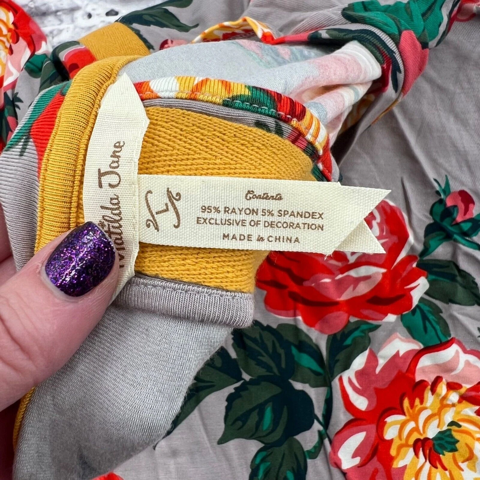 VETEMENTS Abito midi Matilda Jane donna sono un sognatore floreale luminoso manica lunga grigio grande