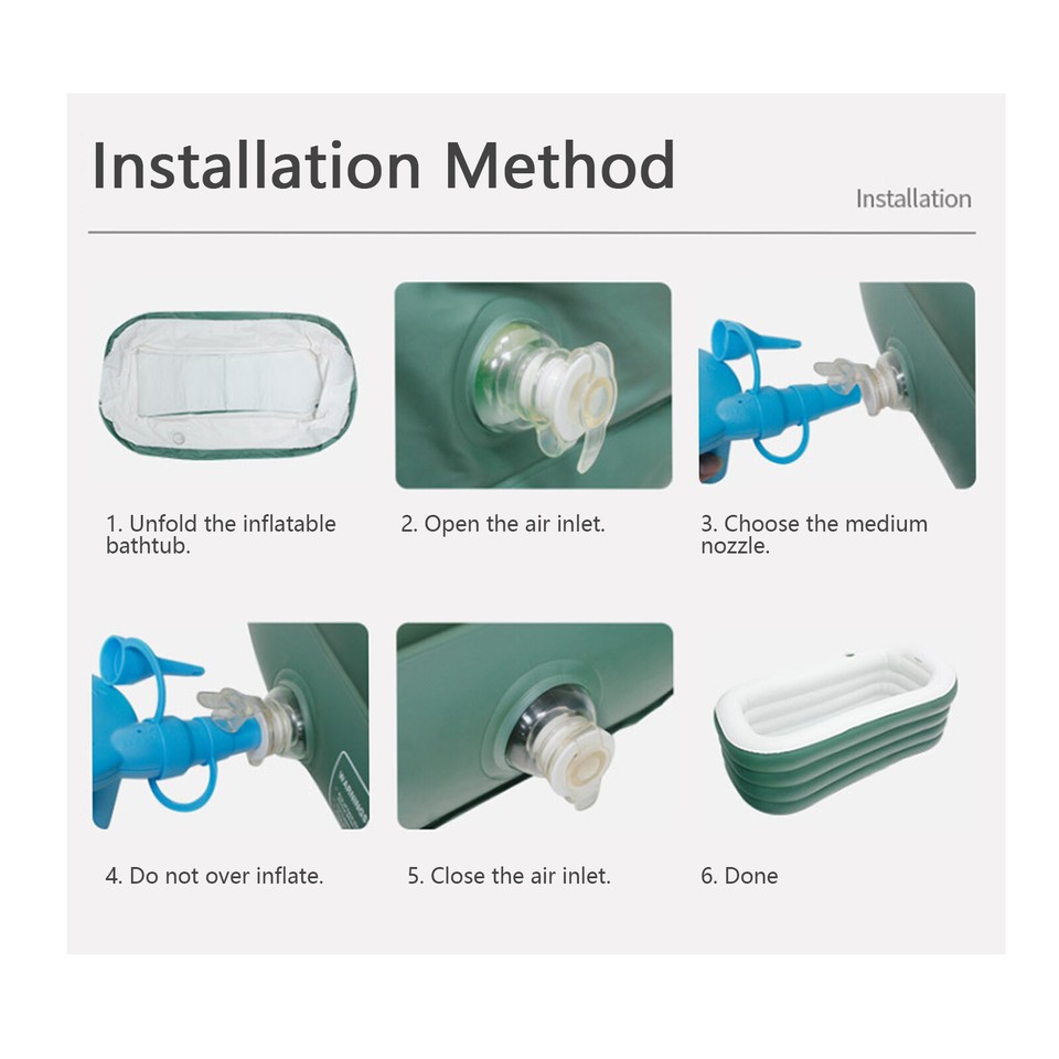 Inflatable Bathtub Portable Adult SPA Shower Hot Cold Bath Tub Foldable