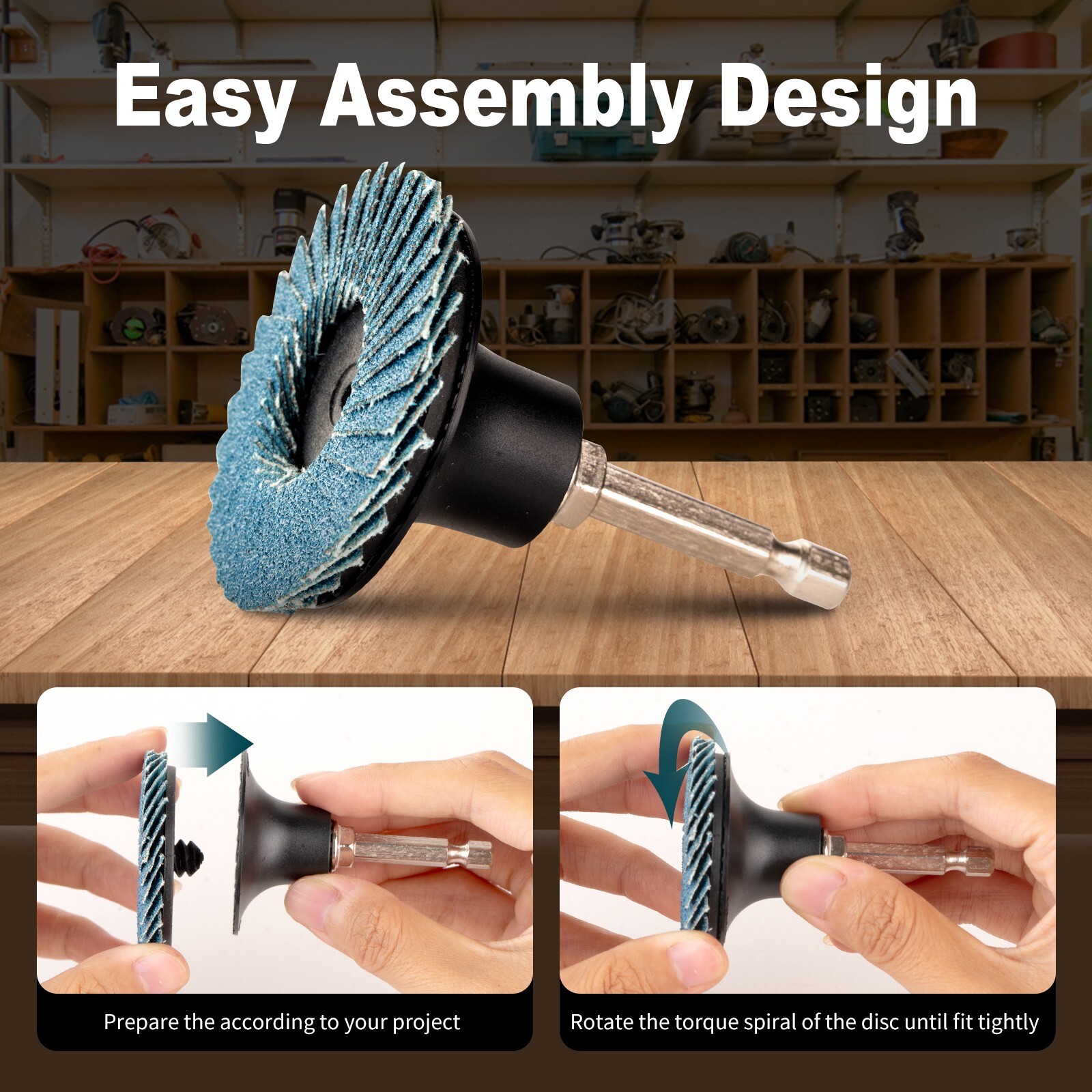 50 PCS 2 Inch Flap Disc for Die Grinder Sanding Disc & Holder, 36/60/80/120 Grit