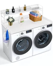 Washer Dryer Countertop with Shelf 54"x27" Wooden Washer Dryer Cover White