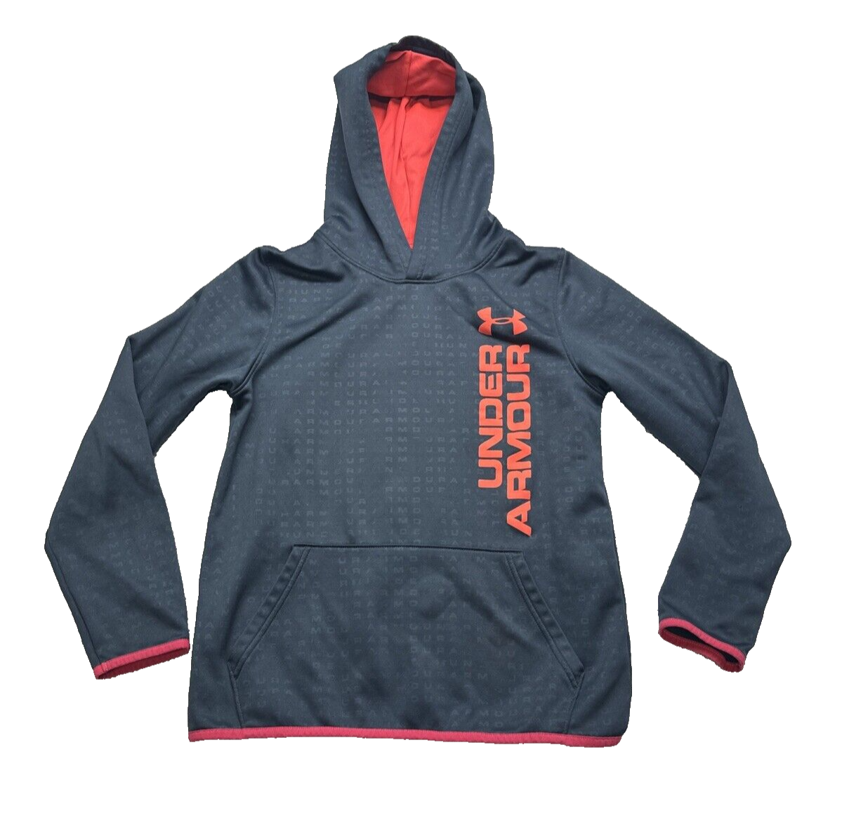 Under Armour Gray Hoodie Sweatshirt YLG Youth Large Boys Micro Spellout  Large