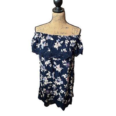 Lace Trimmed Floral DressサイズM Lace Trim Floral Print Mini Dress