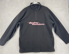 HARLEY DAVIDSON 1/4 Zip Pullover Jacket Men's Sz L Fleece Embroidered HD Logo