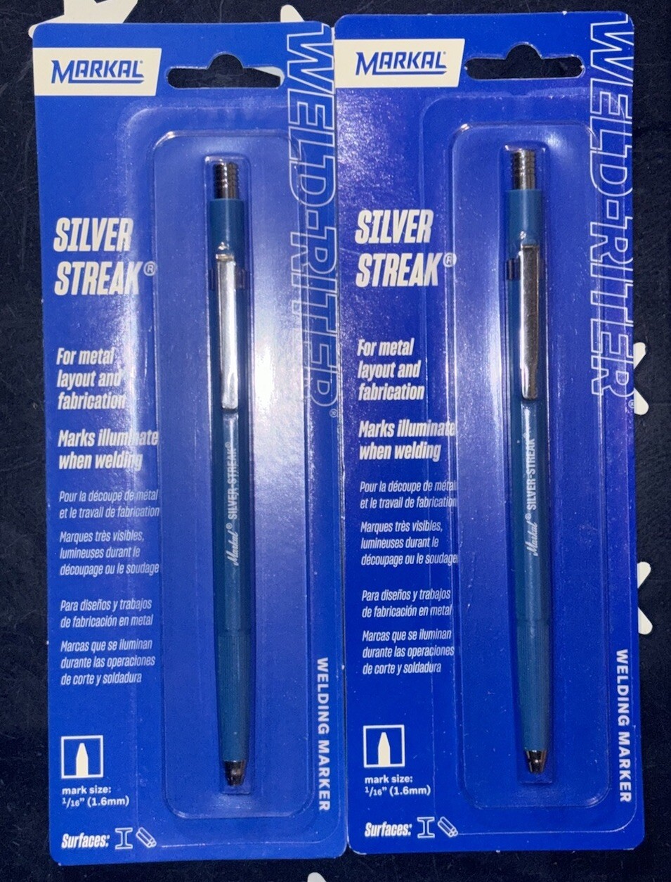 2 Pens- Markal 96006 Silver-Streak Metal Welding Marker Round   2 Packs