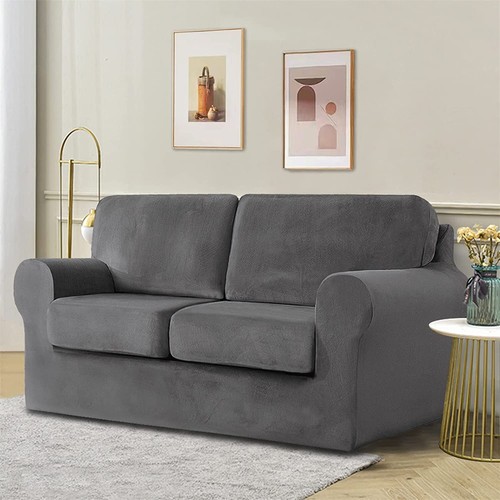 Armchair Covers 1/2/3 Seater 3/5/7 Piece Set Thick Stretch Velvet Sofa Slipcover - Picture 18 of 109