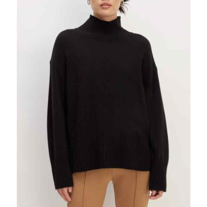 NWT Everlane The Cashmere Oversized Turtleneck Sweater in Black sz Large