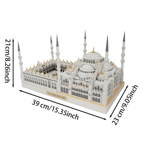 Blue Mosque Architecture Model Set 3D Paper Puzzle for Desktop Decoration - Picture 6 of 7