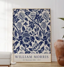 William Morris Art Nouveau Pattern Design Print, Floral Nature Inspired Poster