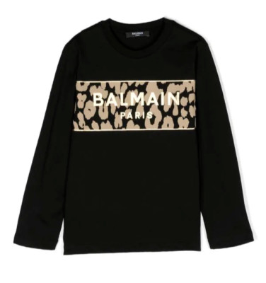BALMAIN SWEATER GIRLS LS TEE LEOPARD BT8R30 930
