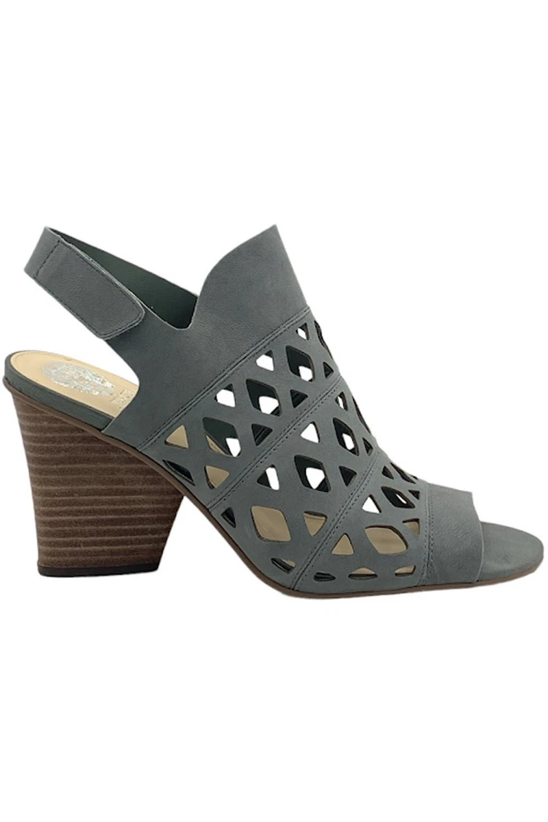 Vince Camuto Cutout Nubuck Heeled Sandals Deverly Smoke Stack eBay