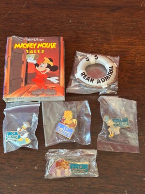 WDCC Disney 6pc Lot Jiminy Lady Tramp Mickey Donald Pins Book More
