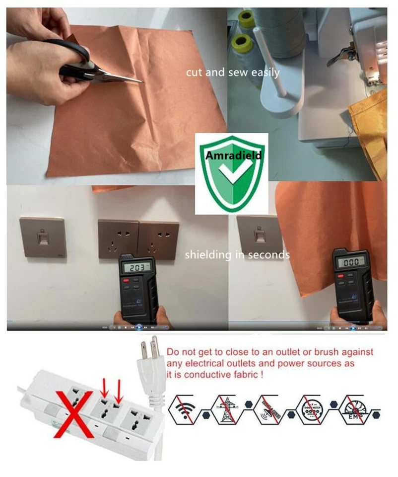 Pure Copper Faraday Fabric-EMF Protection RFID/EMI/RF Electromagnetic Shielding - Image 2 of 4