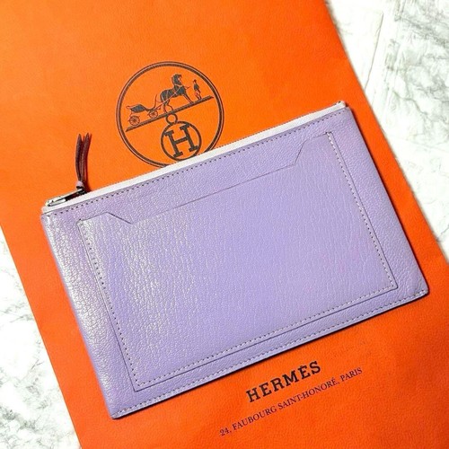 Hermes HERMES Claris GM Pouch Coin Case Card Case Wallet Purple Multi from japan - Picture 2 of 9