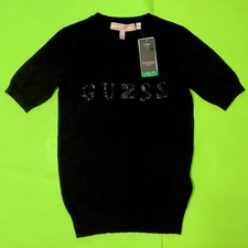 New GUESS Los Angeles Women’s Short Sleeve T-Shirt Size SMALL Black w/Gold