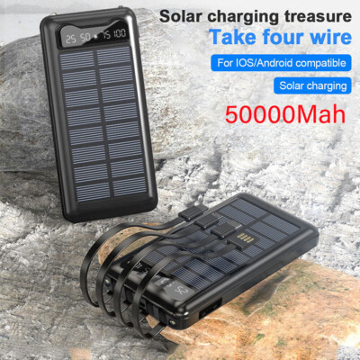 Für Alle Handys Solar Powerbank Tragbar Externer Batterie Ladegerät 50000mAh