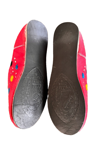 Moroccan Leather Babouche Wedding Slippers Women's Multi Color Red size 8 - Picture 8 of 8
