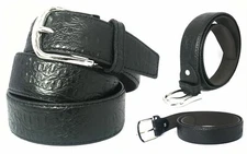 Faux Mens Crocodile Alligator Skin Leather Belt Embossed Unisex Black M, L or XL