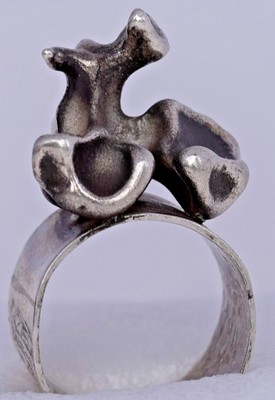 Sterling Silber Nugget Abstrakt Modernist Ring Rustikal Vintage Breit Handwerklich Hergestellt