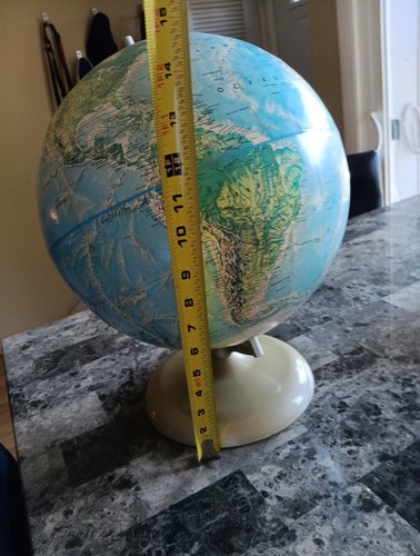 Vintage Rand McNally World Portrait Globe Raised Topography Metal Base - Picture 6 of 7