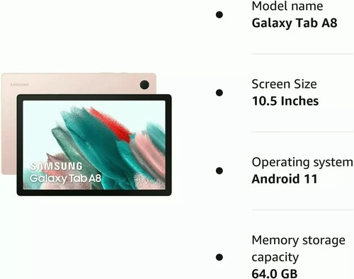 Samsung Galaxy Tab A8 4G 64GB 4GB Pink Gold (Unlocked) Tablet - Picture 5 of 7