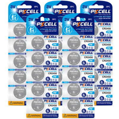 25Pcs 3V CR2450 Watch Batteries Button Cell Long Lasting ECR2450 5029LC Lithium
