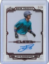 2019 Leaf Trinity JULIO RODRIGUEZ Clear Acetate Red Foil Auto RC /15 Mariners
