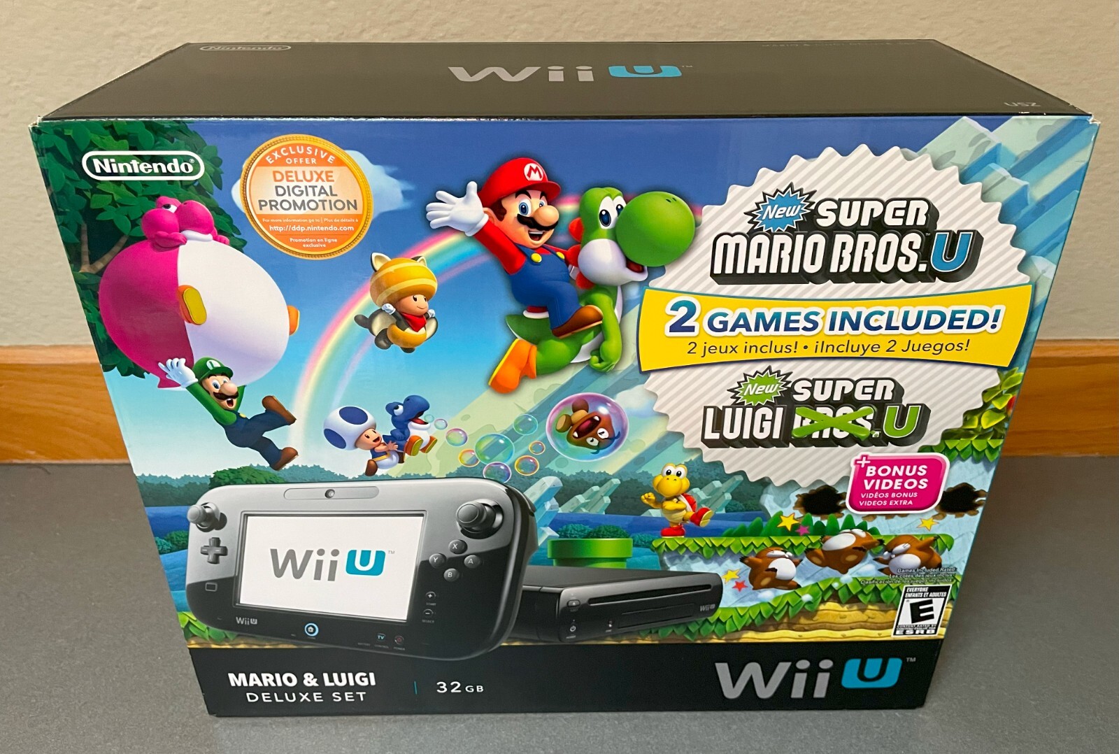 Nintendo Wii U Mario & Luigi Deluxe Set 32GB Black Console Used CIB
