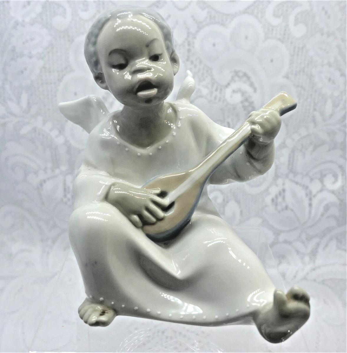 Lladro Black Legacy Series African American Boy Angel Playing Lute