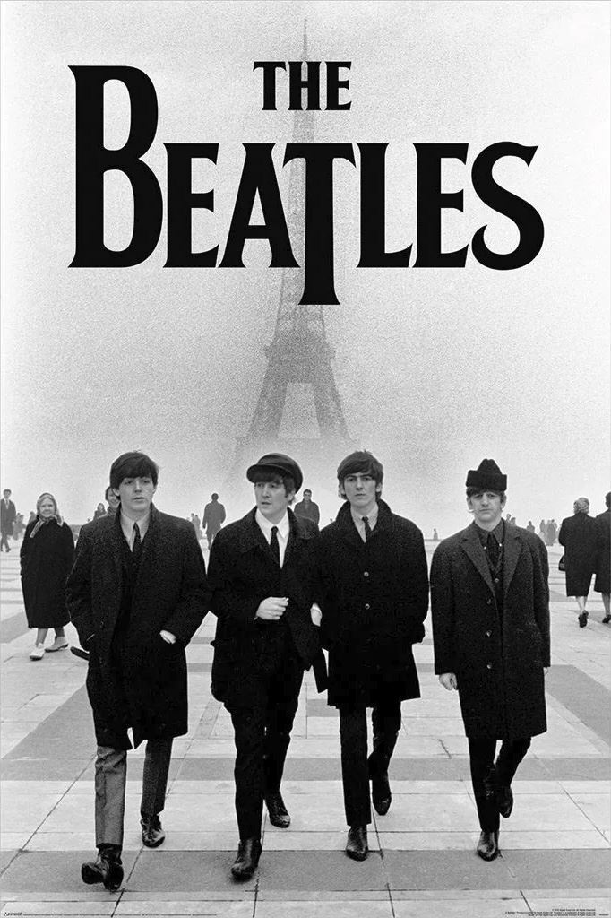 The Beatles Eiffel Tower Maxi Poster - Black Gloss Framed