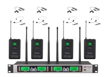 GTD Audio 4x100 Ch UHF Wireless Lapel lalavlier Microphone Mic System B-33L