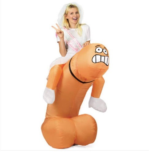Pene Inflable Vestido Polla Disfraz Juegos con disfraces Conjunto para Fiesta de Gallina Regalo de Halloween - Imagen 7 de 9