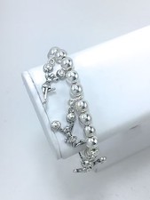 Cheerleader Charm Stretch Bracelet Style 2, Silver Plated