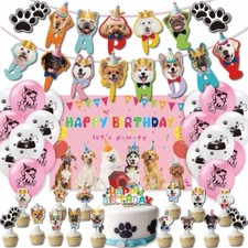 Dog Puppy 36 Piece Set Birthday Party Decorations Balloons Banner Cupcake Cake