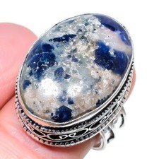 Natural Sodalite Gemstone 925 Sterling Silver Ring Size 7 P138