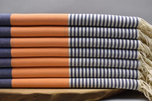 Serviette douce personnalisée serviette turque, serviette de plage personnalisée 40x70 en orange violet - Photo 1/18