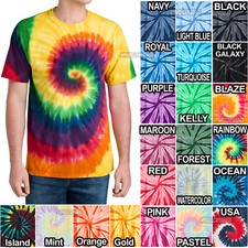 Spiral Tie Dye Mens 100% Cotton T-Shirt Blank Tye Dyed Tee S-4XL MANY DESIGNS!
