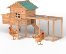 80" Chicken Coop w/ Run Cage  Nesting Box Outdoor Wooden Hen House for Backyard